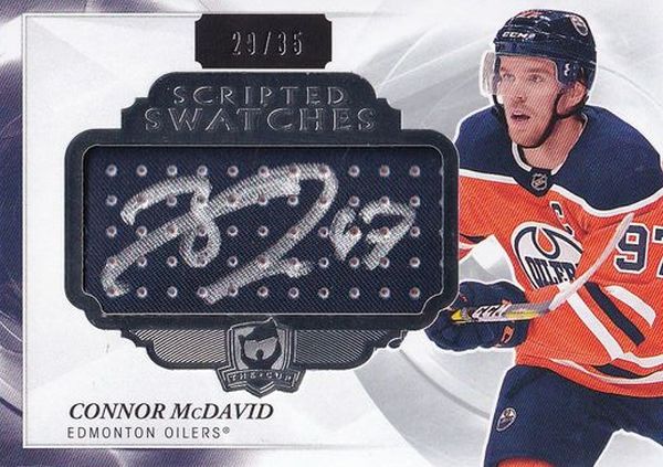 AUTO patch karta CONNOR McDAVID 19-20 UD The CUP Cup Scripted Swatches /35